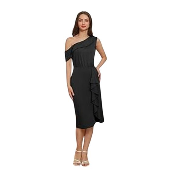 Grace Karin Womens 2XL Elegant Dress One Shoulder Ruffle Bodycon Midi Cocktail - Picture 1 of 11